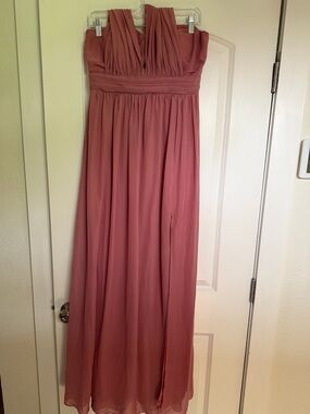 Birdy Grey Blush Strapless Chiffon Maxi Dress